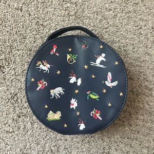 Vera Bradley Navy Holiday Round Cosmetic